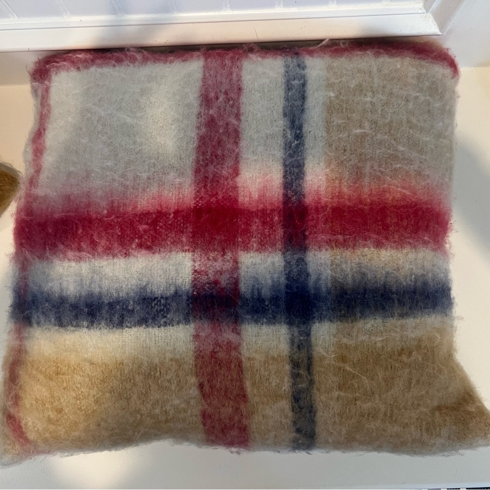 Anthropologie Red and Blue 18x18 Accent Pillows Cozy Plaid Design - Picture 3 of 5